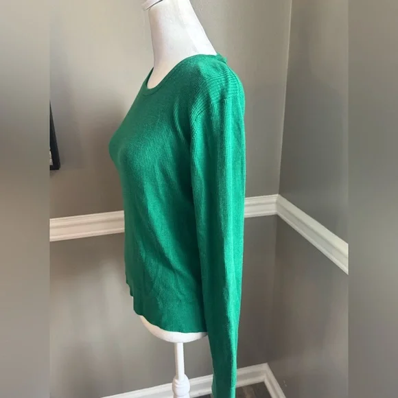 NWT $155 Alex Mill Ava crewneck Fine Merino Wool Sweater Emerald Green Medium - Picture 3 of 6